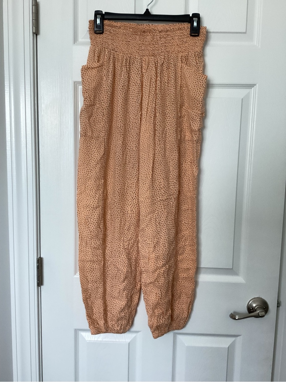 aerie Peach Smocked Waist Harem Pants